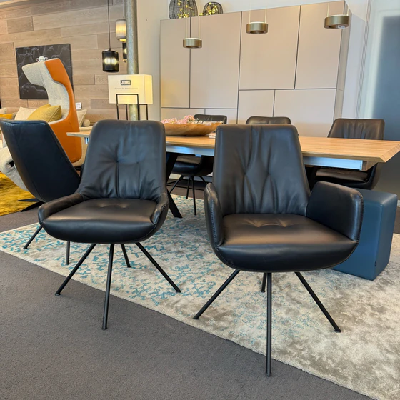 Design Esszimmerstühle AERA Leder schwarz