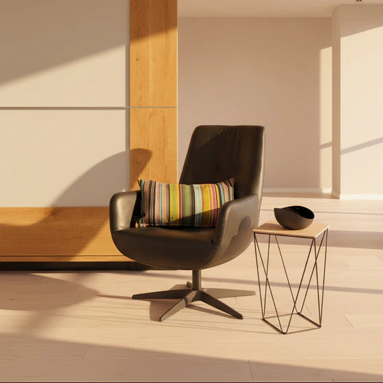 Moderner AERA Design Loungesessel Gavi in Leder schwarz