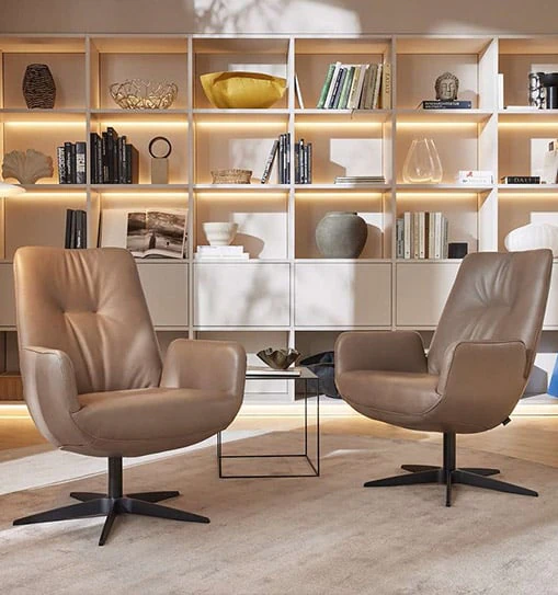 AERA Gavi Lounge Sessel aus Nappaleder mit Metallgestell