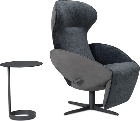 Jori Relaxsessel Daydreamer JR-7450 ltd. Edition Ocean: Rücken Nubuk Antrazit, Sitzfläche Stoff Mumble 12 Oltremare Gestell pulverbeschichtet graphitgrau