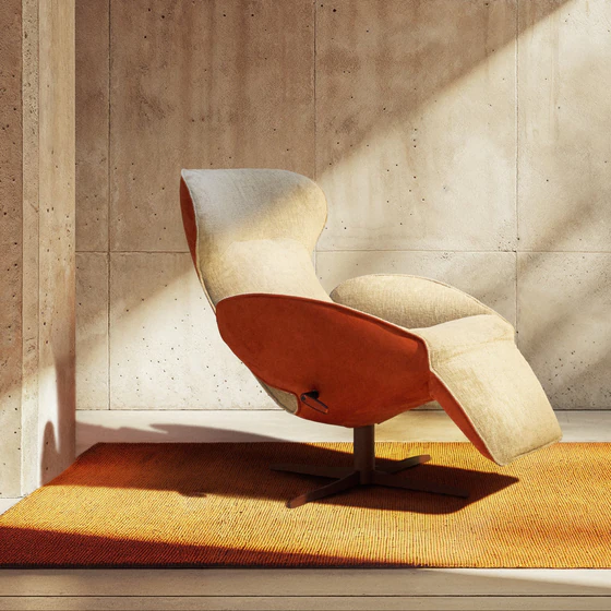 Jori Relaxsessel Daydreamer JR-7450 ltd. Edition Earth: Rücken Nubuk rosso, Sitzfläche Stoff Mumble 26, Gestell Lack 107