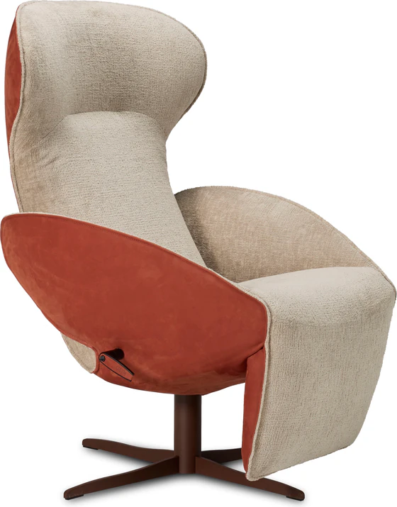 Jori Relaxsessel Daydreamer JR-7450 ltd. Edition Earth: Rücken Nubuk rosso, Sitzfläche Stoff Mumble 26, Gestell Lack 107