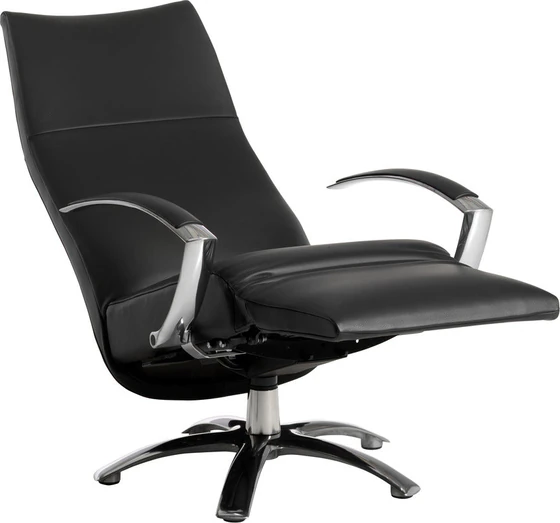 Jori Relaxsessel JR-3760 Brainbuilder in Größe Medi oder Maxi, schwarzes Leder Cavila Black, Aluminiumgestell poliert