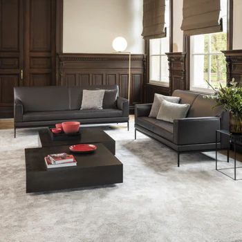 Glove Pure in schwarze Lederausführung, modernes Wohnzimmer-Ambienteinteriodesign