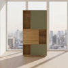 Anrei Puro Style SY772 – Vitrine in Asteiche mit Zopfbürstung, 98,1×198,6×35 cm, Lacktüren salbei, Freisteller