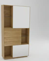 Freisteller: Puro Style SY772 in Asteiche – 2 MDF-Türen lackiert, 1 Holztür & 2 Schubladen mit Zopfbürstung, 3 offene Nischen