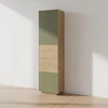 Anrei Puro Style SY770 – Vitrine in Asteiche mit Zopfbürstung und Schattenfuge, 50×198,6×35 cm, Wohnambiente, Lack Salbei matt