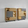 Anrei Puro Style SY460 – Highboard mit mittlerer Tür in hinterlackiertem Glas, Freisteller