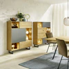Anrei Puro Style Highboard 97,1×145,6×39 cm mit Rahmenfuß schwarz, 3 Türen und 3 Nischen im Wohnambiente