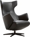AERA TR-1005 Relaxsessel – Frontansicht in Leder Runner Schwarz, Fuß 32