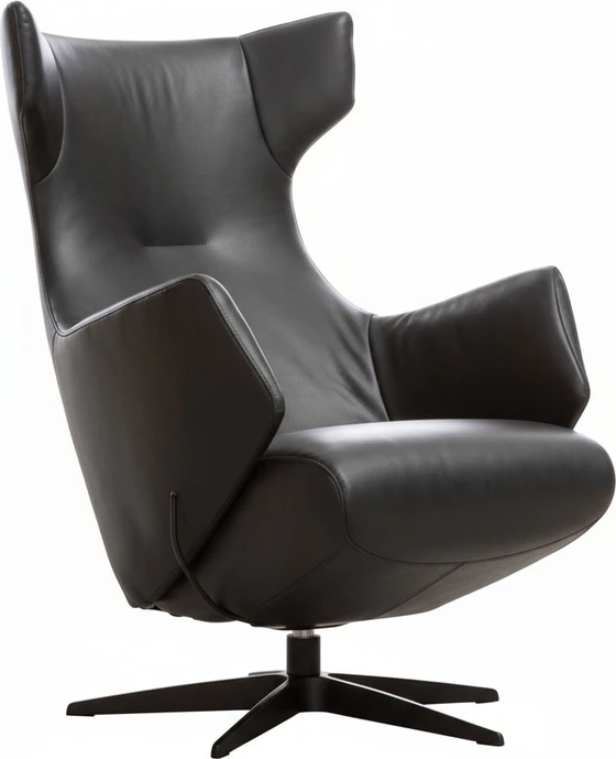AERA TR-1005 Relaxsessel – Frontansicht in Leder Runner Schwarz, Fuß 32