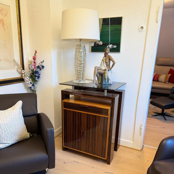 Homeoffice-Kommode mit Rauchglas-Ablage und Kabeldurchlass – Annibale Colombo Workstation