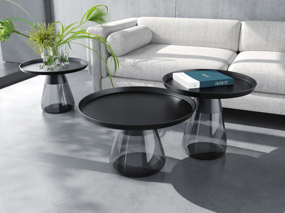 Akante Couchtisch Drop Flaschengrün Bronze Glas grau schwarz Möbel Zeppenfeld Olpe Designmöbel Sauerland