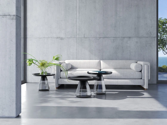 Akante Couchtisch Drop Flaschengrün Bronze Glas grau schwarz Möbel Zeppenfeld Olpe Designmöbel Sauerland
