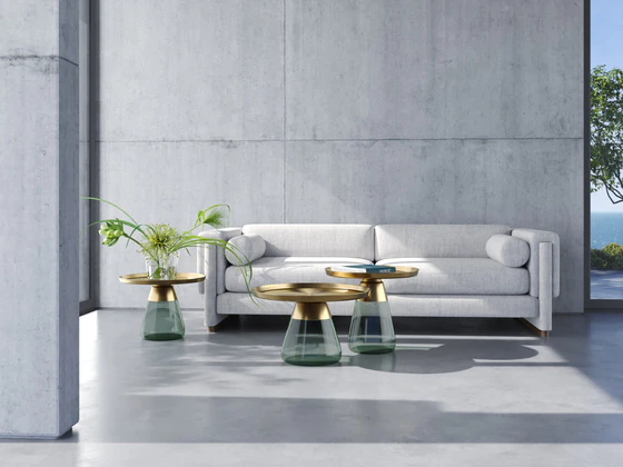 Akante Couchtisch Drop Flaschengrün Bronze Glas grau schwarz Möbel Zeppenfeld Olpe Designmöbel Sauerland