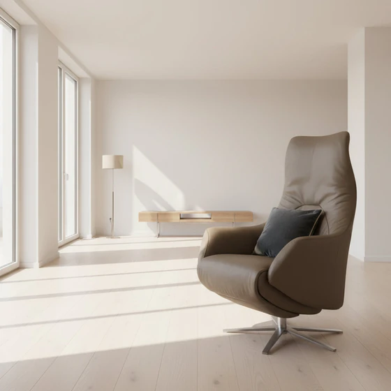 AERA Signa 165 Relaxsessel im Ambiente – Leder Runner, Herz-Waage, Fuß Edelstahl