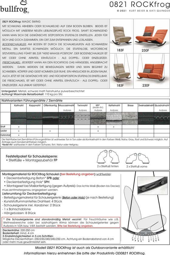Bullfrog Loungesessel Rockfrog elektrisch verstellbar Produktinformationen