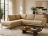 Violetta Sitzkomfort Ecksofa Terni im Stoff Gavani Sand mit Longchair links in moderner warmer Wohnumgebung