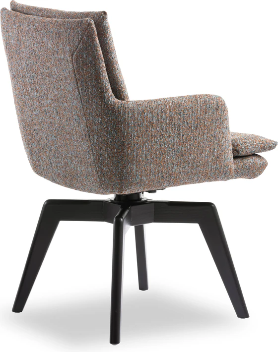 IP Design Soulmate Dining Armlehnstuhl (IP-142-5000) in Stoff Tommy grau, Gestell Ovalrohr schwarz matt – bequemer Esszimmerstuhl Holzfuß hinten