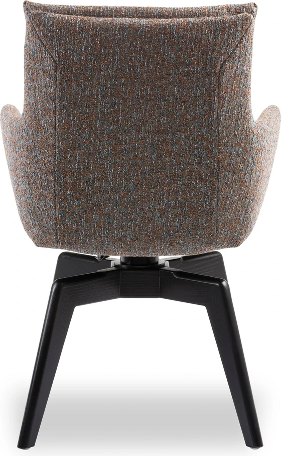 IP Design Soulmate Dining Armlehnstuhl (IP-142-5000) in Stoff Tommy grau, Gestell Ovalrohr schwarz matt – bequemer Esszimmerstuhl Holzgestell Rückenansicht