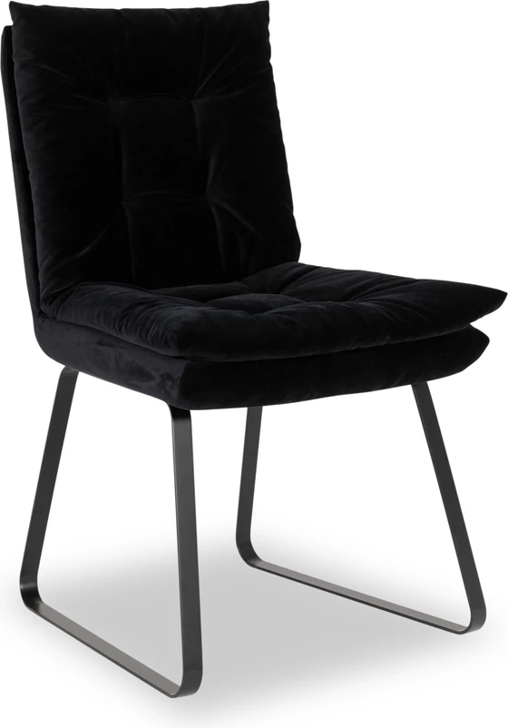 IP Design Soulmate Dining Stuhl ohne Armlehne Kufe, City Velvet schwarz