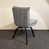 IP Design Soulmate Dining Stuhl ohne Armlehne (IP-142-5001) in Stoff Tommy grau, Gestell Ovalrohr schwarz matt – moderner Polsterstuhl schräg hinten