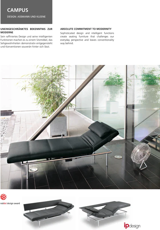 Daybed, Relaxliege Campus von IP Design, Leder schwarz