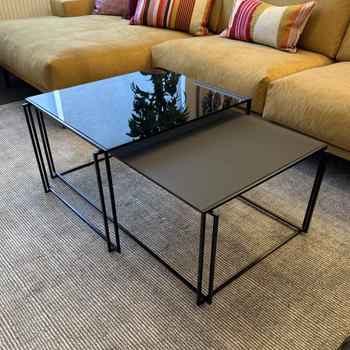 Bacher MINERO Couchtisch Set Fenix schwarz Glas grigio