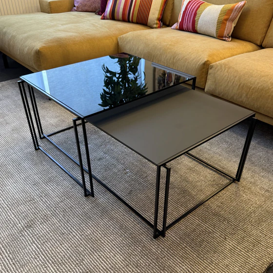 Bacher MINERO Couchtisch Set Fenix schwarz Glas grigio