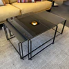 Bacher MINERO Couchtisch Set Fenix schwarz Glas grigio