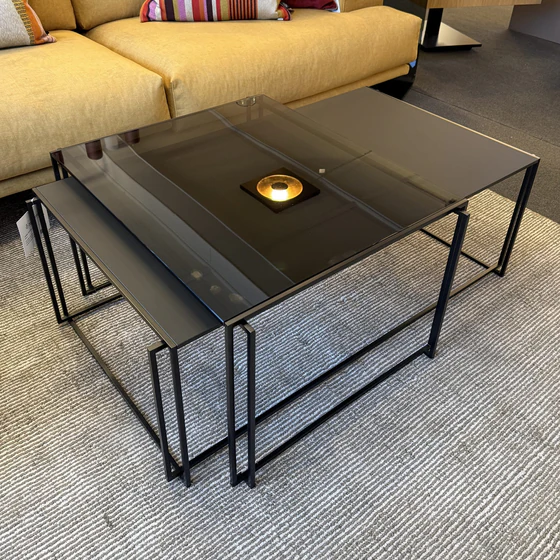 Bacher MINERO Couchtisch Set Fenix schwarz Glas grigio
