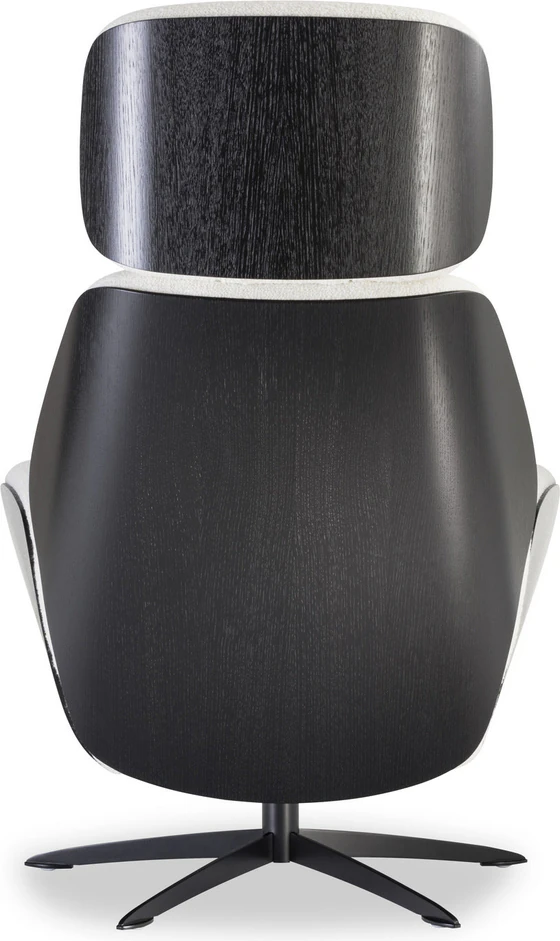 IP Design Trinity Relaxsessel – stufenlos bis Liegeposition, Leder Galaxy weiß, Schale Eiche schwarz, Ambiente