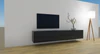 Sudbrock Lowboard Cubo in Lack matt Quarz, 282 cm breit, als minimalistisches TV-Möbel für moderne Wohnräume
