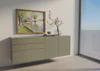 Wandhängendes Sudbrock Cubo Sideboard in Lack Salbei matt mit ruhiger Frontgestaltung für moderne Wohnräume