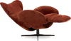 JORI Infinity Relaxsessel in Stoff Mumble Rostrot in vollständiger Liegeposition mit weicher Polsterung und komfortabler Relaxfunktion