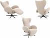 Alle Ansichten JORI Relaxsessel Infinity Monomove JR-7495 in hellem Stoff Diva 21, geneigte Relaxposition mit ausgefahrener Fußstütze, verfügbar in Mini, Medi und Maxi.