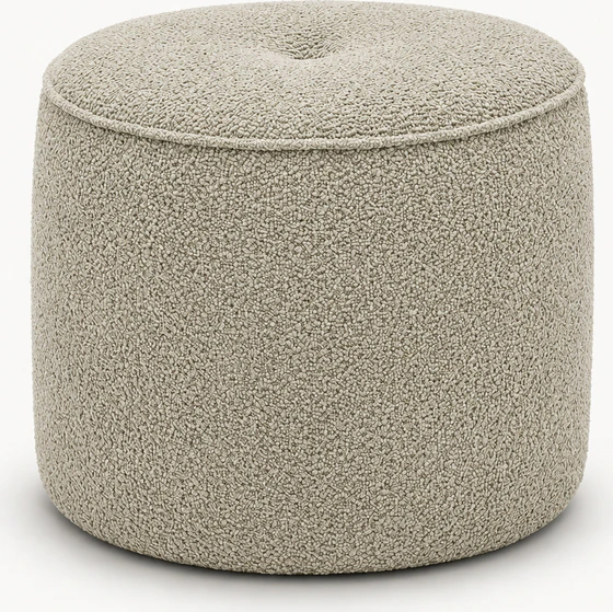 Bullfrog Design Marlene Hocker rund im Stoff Little Sheep 9/14 Beige Grau als Freisteller bei Möbel Zeppenfeld in Olpe