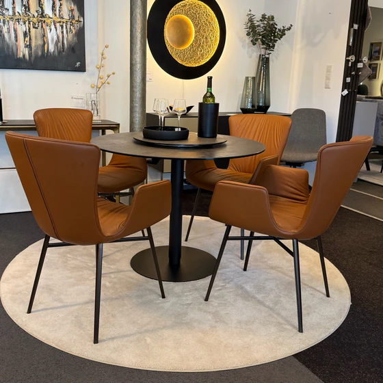 Vier Draenert DEXTER Armlehnstühle in Leder Cognac als Ausstellungsstücke im Neuzustand zum Sonderpreis